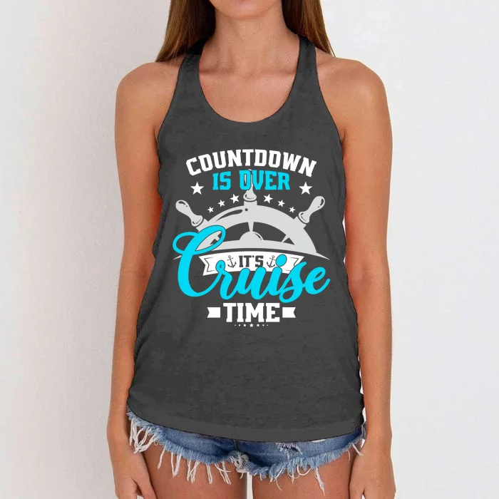 Countdown Is Over Its Cruise Time Summer Matching Cruise Gift Women's Knotted Racerback Tank