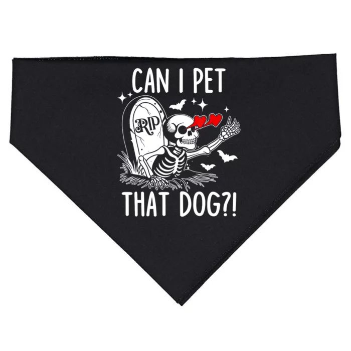 Can I Pet That Dog Skeleton Funny Dog Lover USA-Made Doggie Bandana