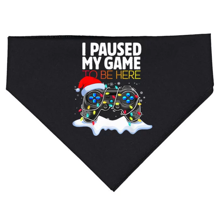 Christmas I Paused My Game To Be Here Funny Gamer USA-Made Doggie Bandana