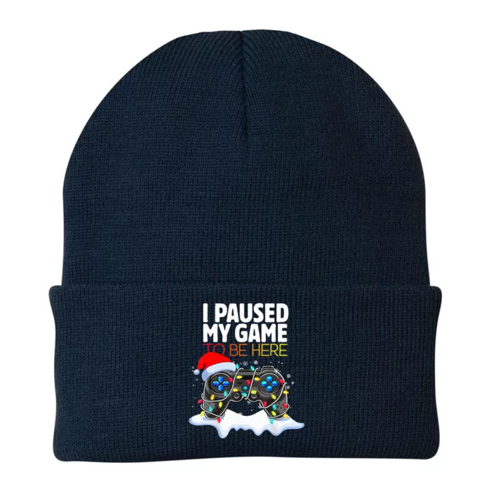 Christmas I Paused My Game To Be Here Funny Gamer Knit Cap Winter Beanie