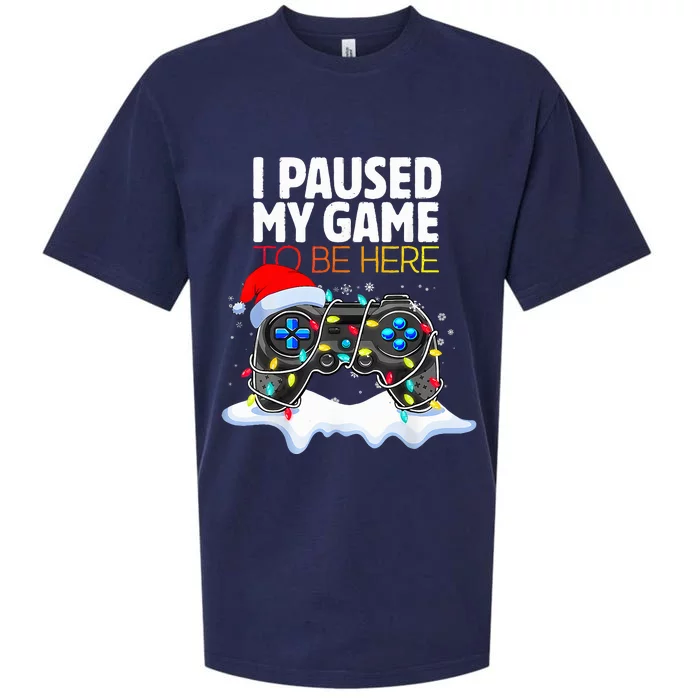 Christmas I Paused My Game To Be Here Funny Gamer Sueded Cloud Jersey T-Shirt