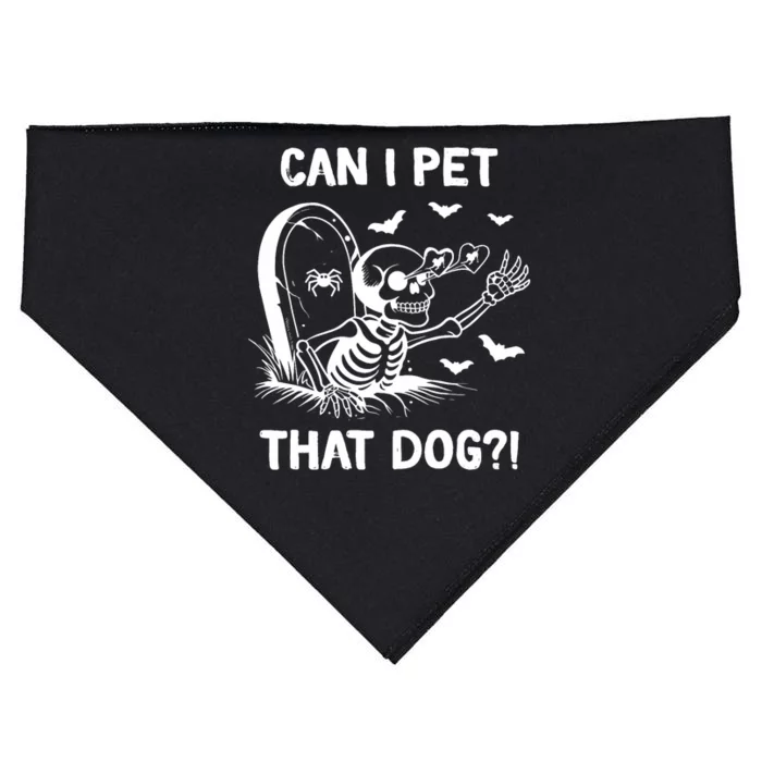 Can I Pet That Dog Halloween Skeleton USA-Made Doggie Bandana