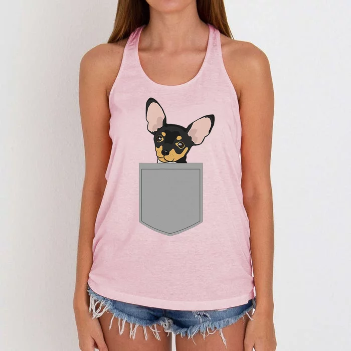 Chihuahua In Pocket Design Chiwawa Lovers Gifts Women's Knotted Racerback Tank