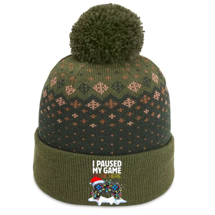 Christmas I Paused My Game To Be Here Funny Gamer The Baniff Cuffed Pom Beanie