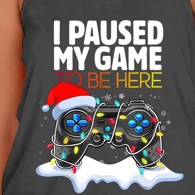 Christmas I Paused My Game To Be Here Funny Gamer Women's Knotted Racerback Tank