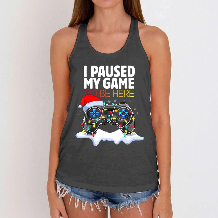 Christmas I Paused My Game To Be Here Funny Gamer Women's Knotted Racerback Tank