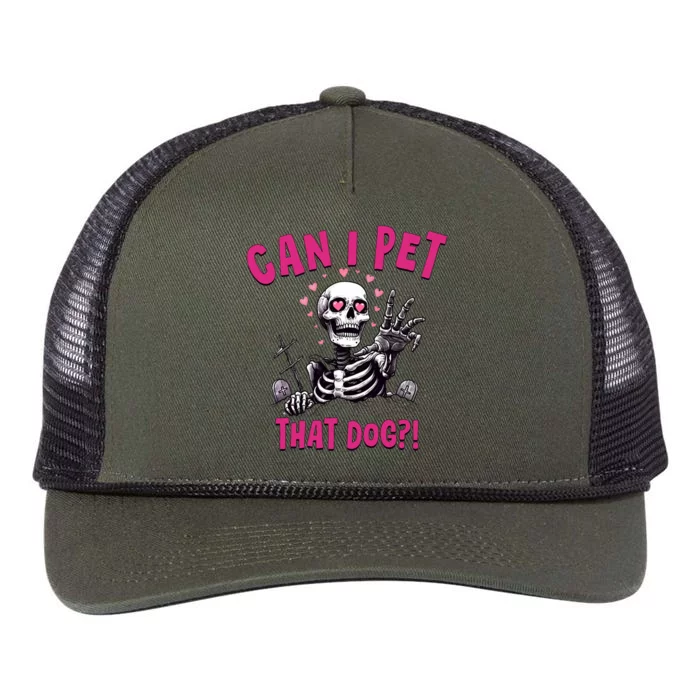 Can I Pet That Dog Skeleton Retro Rope Trucker Hat Cap