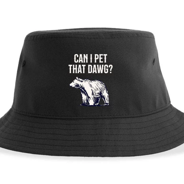 Can I Pet That Dawg Bear Meme Southern Accent Sustainable Bucket Hat