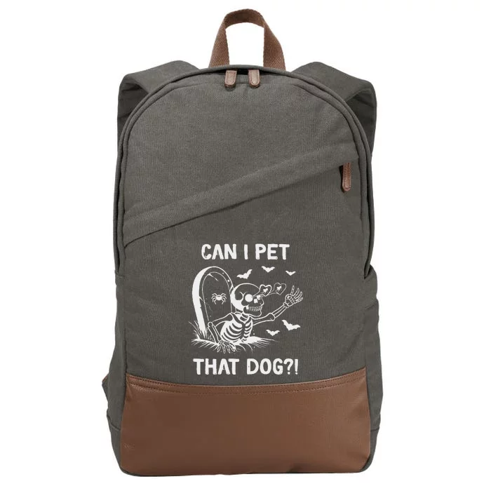 Can I Pet That Dog Halloween Skeleton Cotton Canvas Backpack