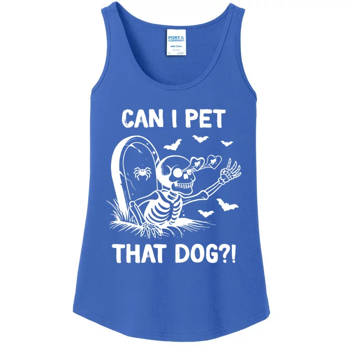 Can I Pet That Dog Halloween Skeleton Ladies Essential Tank