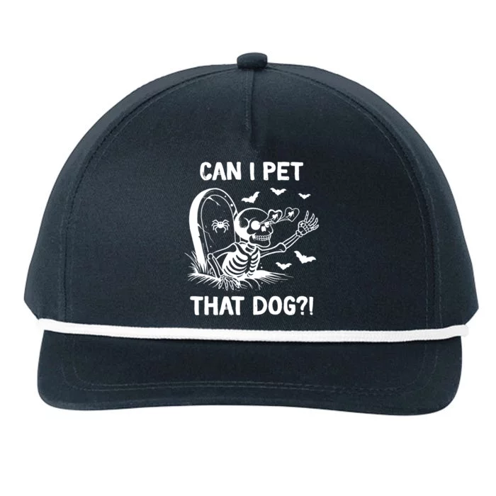 Can I Pet That Dog Halloween Skeleton Snapback Five-Panel Rope Hat