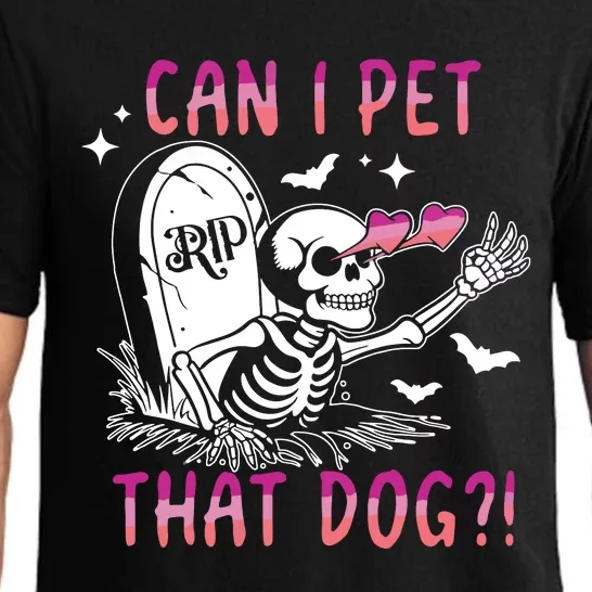 Can I Pet That Dog Skeleton Halloween Pajama Set