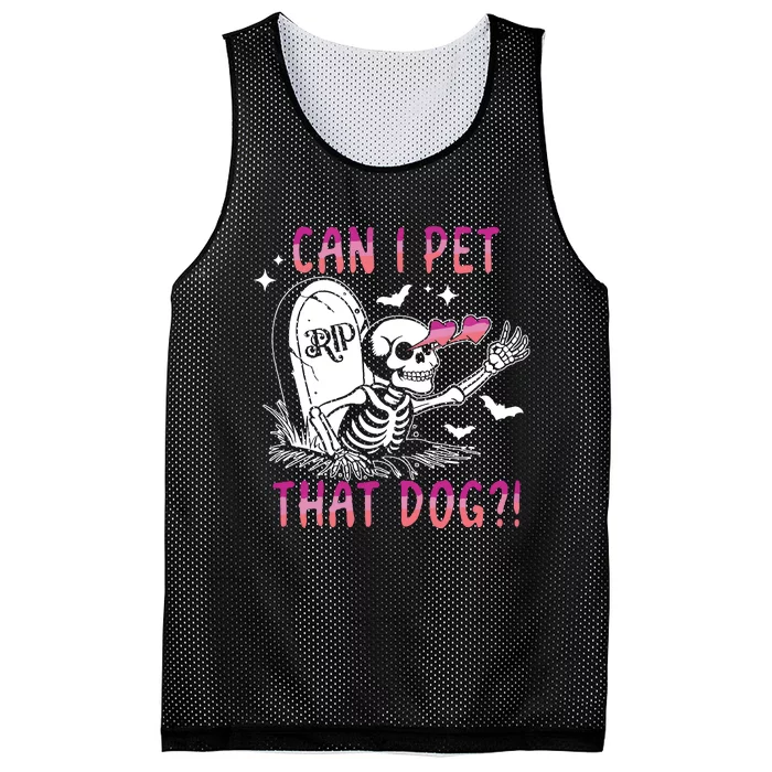 Can I Pet That Dog Skeleton Halloween Mesh Reversible Basketball Jersey Tank