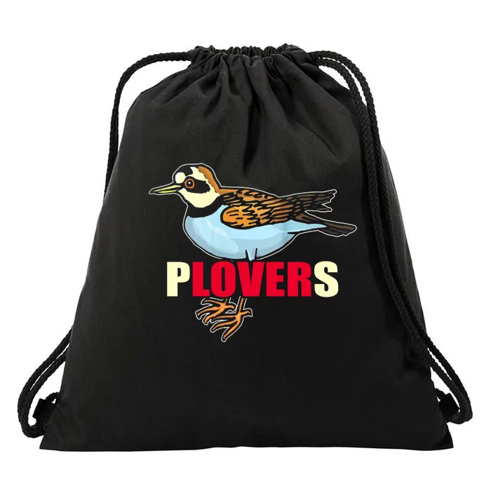 Cute Illustration Piping Plover Love Drawstring Bag