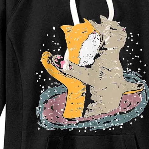 Cats Itanic Pose In Space Funny Movie Pun Animal Lover Gift Ank Op Women's Fleece Hoodie