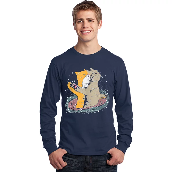 Cats Itanic Pose In Space Funny Movie Pun Animal Lover Gift Ank Op Long Sleeve Shirt