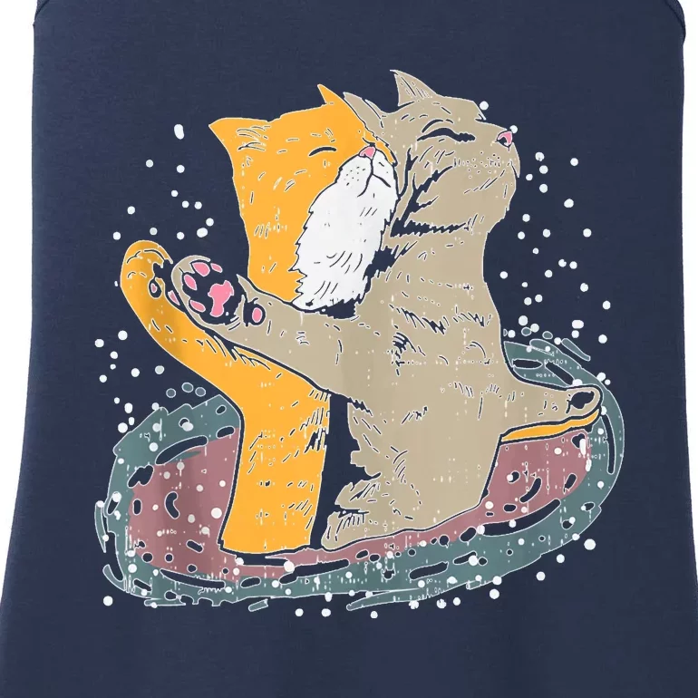 Cats Itanic Pose In Space Funny Movie Pun Animal Lover Gift Ank Op Ladies Essential Tank