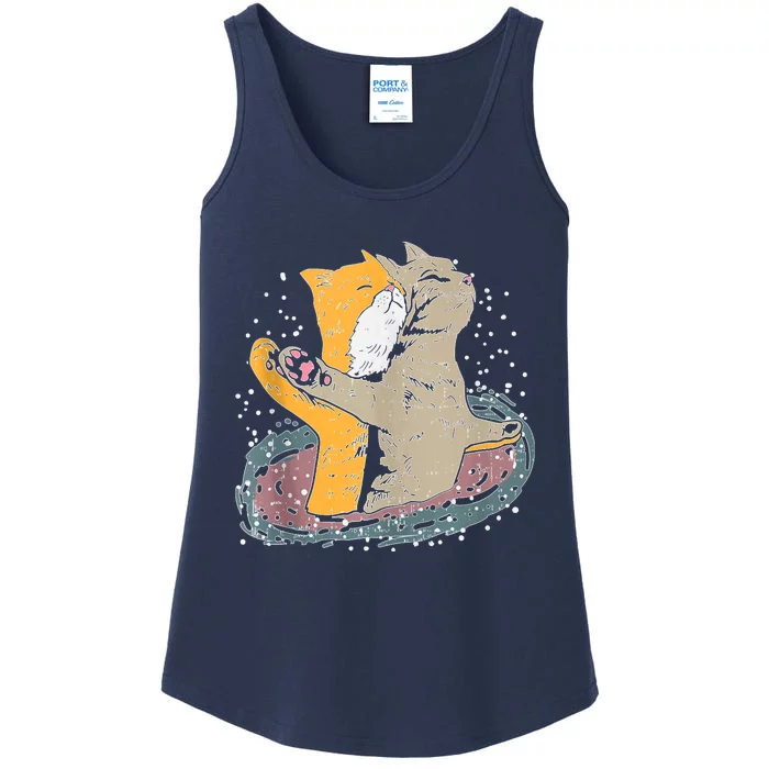 Cats Itanic Pose In Space Funny Movie Pun Animal Lover Gift Ank Op Ladies Essential Tank