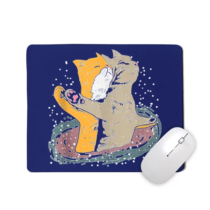 Cats Itanic Pose In Space Funny Movie Pun Animal Lover Gift Ank Op Mousepad