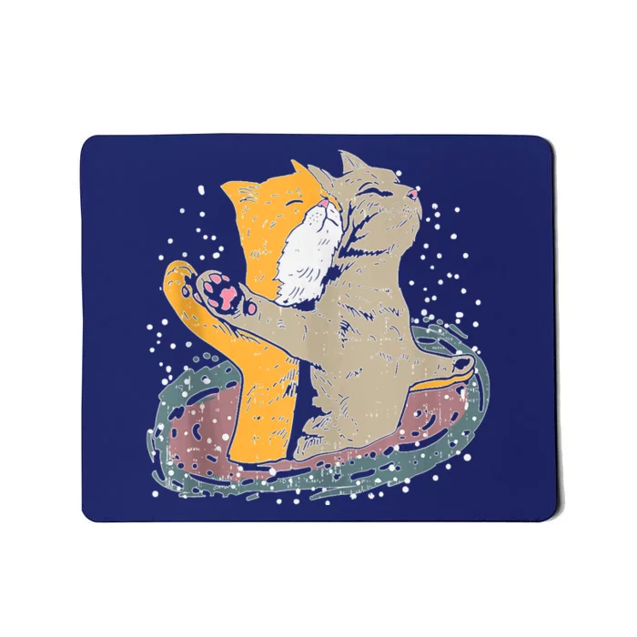 Cats Itanic Pose In Space Funny Movie Pun Animal Lover Gift Ank Op Mousepad