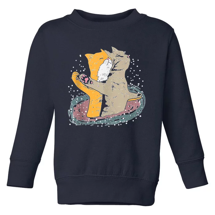 Cats Itanic Pose In Space Funny Movie Pun Animal Lover Gift Ank Op Toddler Sweatshirt