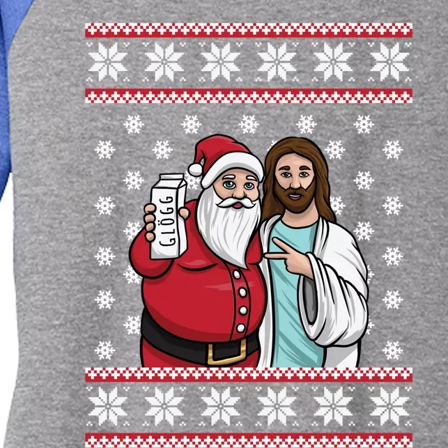 Christmas Ing Party Santa Jesus Jingle Bros Glogg Ugly Cool Gift Women's Tri-Blend 3/4-Sleeve Raglan Shirt