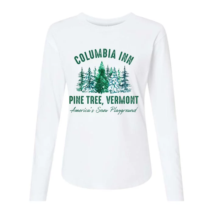 Columbia Inn Pine Tree Vermont Christmas Womens Cotton Relaxed Long Sleeve T-Shirt