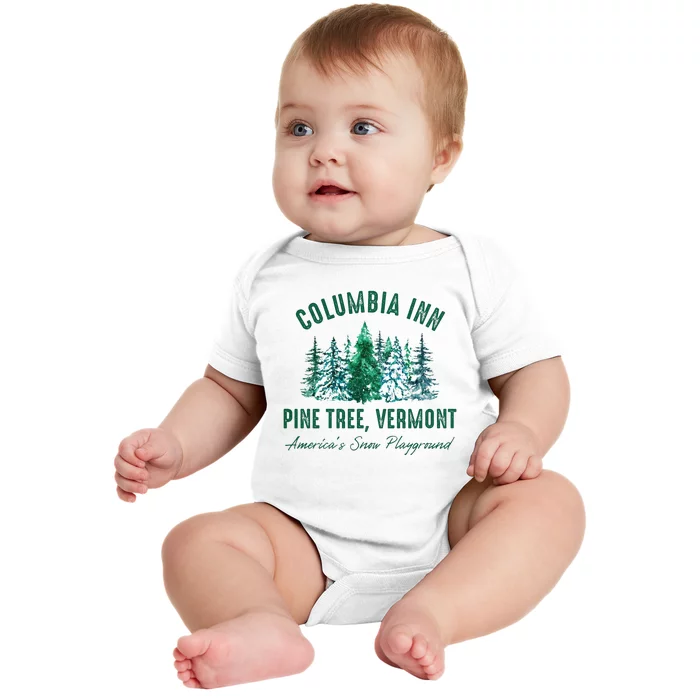 Columbia Inn Pine Tree Vermont Christmas Baby Bodysuit