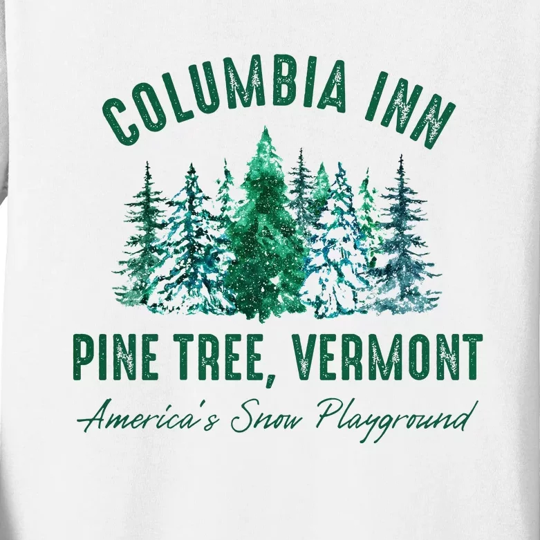 Columbia Inn Pine Tree Vermont Christmas Kids Long Sleeve Shirt