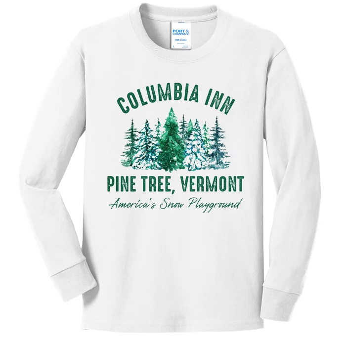 Columbia Inn Pine Tree Vermont Christmas Kids Long Sleeve Shirt