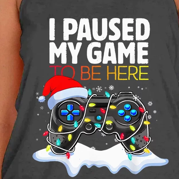 Christmas I Paused My Game To Be Here Funny Gamer Women's Knotted Racerback Tank