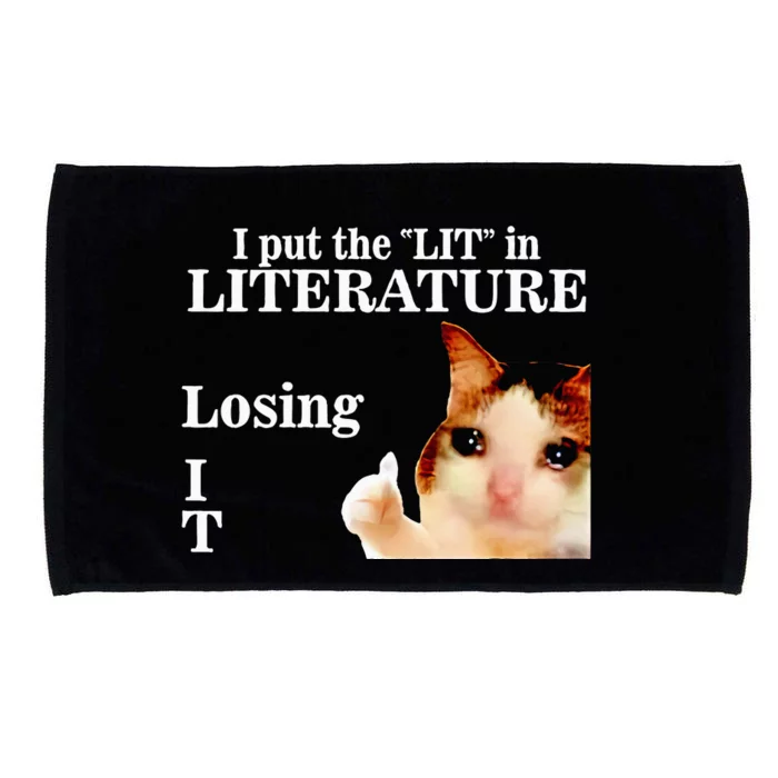 Cat I Put The Lit In Literature Losing It Microfiber Hand Towel