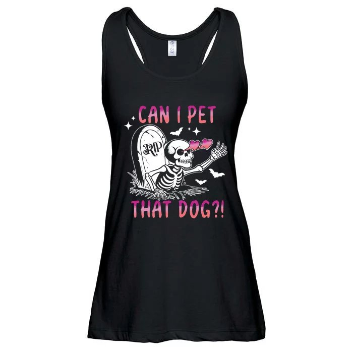 Can I Pet That Dog Skeleton Halloween Ladies Essential Flowy Tank