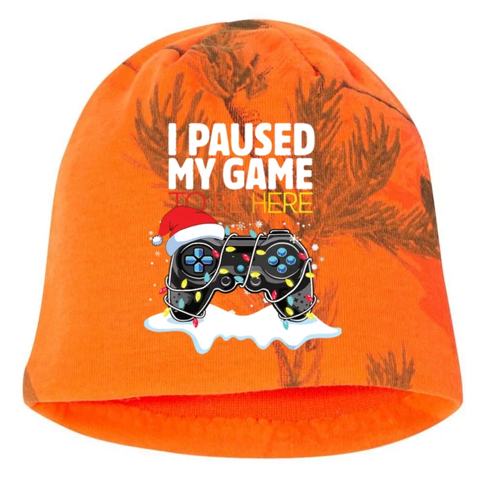 Christmas I Paused My Game To Be Here Funny Sarcastic Kati - Camo Knit Beanie