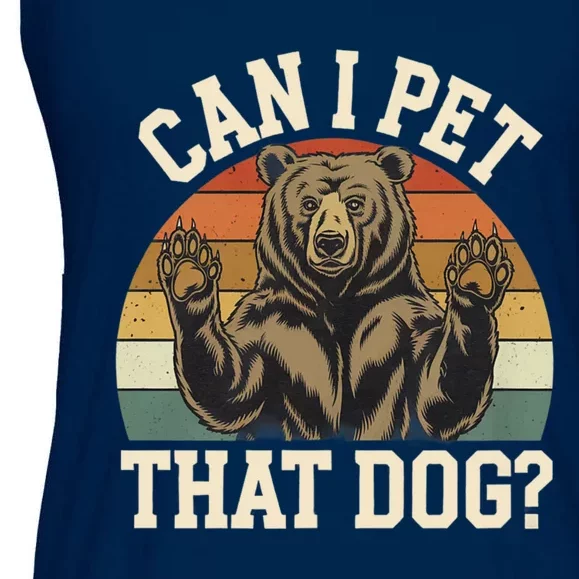 Can I Pet That Dog Funny Bear Memes Funny Bear Jokes Ladies Essential Flowy Tank