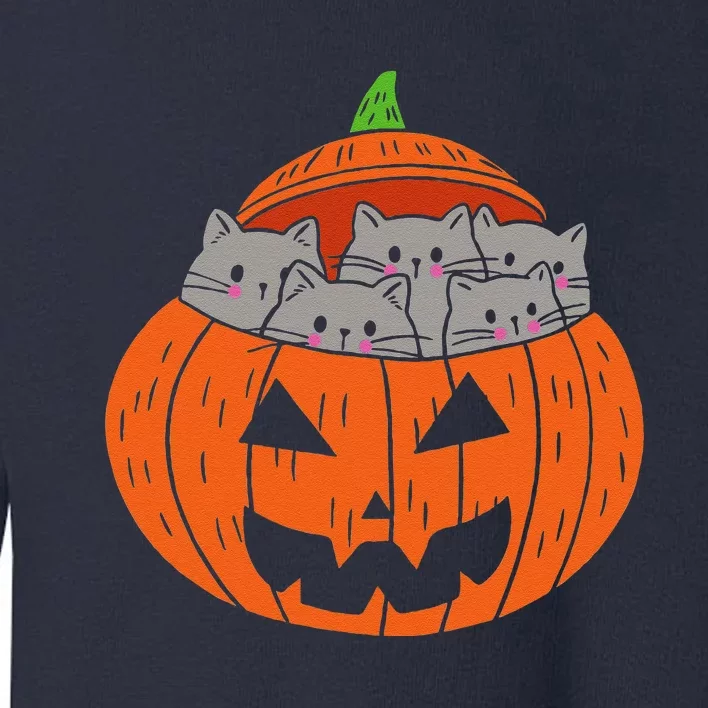 Cats In Pumpkin Carved Jack O Lantern Cat Halloween Costume Toddler Sweatshirt