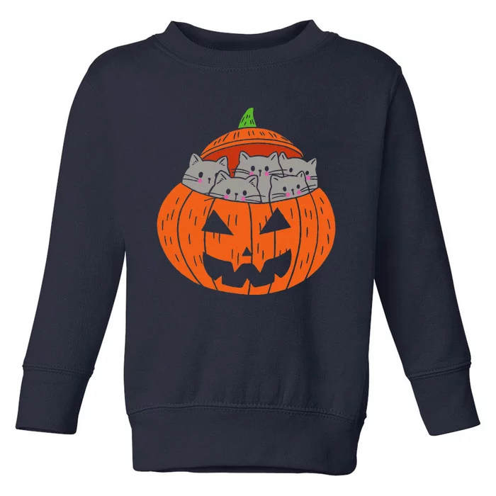 Cats In Pumpkin Carved Jack O Lantern Cat Halloween Costume Toddler Sweatshirt