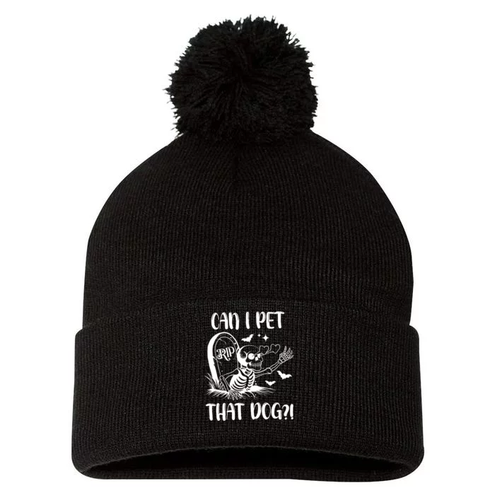 Can I Pet That Dog Halloween Pom Pom 12in Knit Beanie