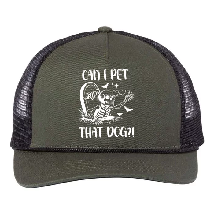 Can I Pet That Dog Halloween Retro Rope Trucker Hat Cap