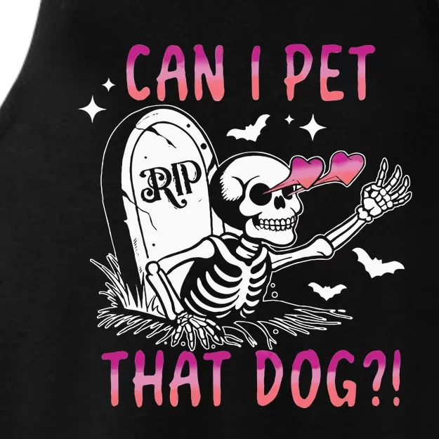 Can I Pet That Dog Skeleton Halloween Ladies Tri-Blend Wicking Tank