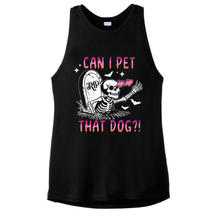 Can I Pet That Dog Skeleton Halloween Ladies Tri-Blend Wicking Tank