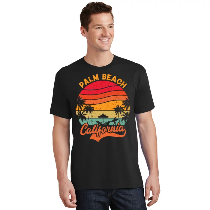 California Island Palm Beach Surfboard Surf Retro Vintage T-Shirt