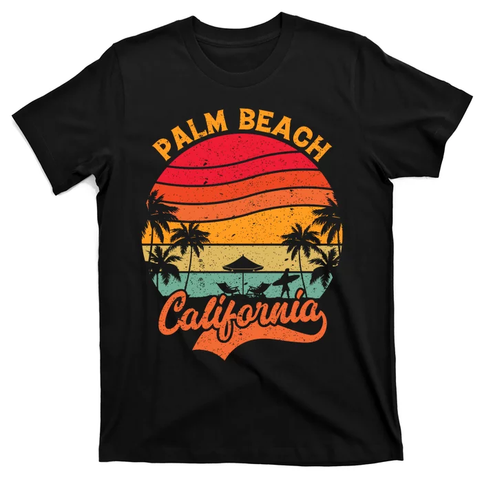 California Island Palm Beach Surfboard Surf Retro Vintage T-Shirt