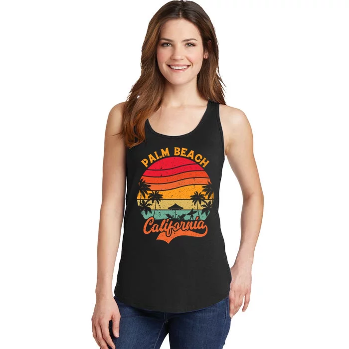 California Island Palm Beach Surfboard Surf Retro Vintage Ladies Essential Tank