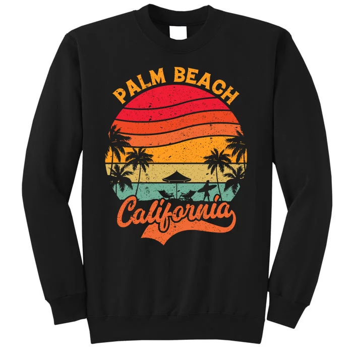 California Island Palm Beach Surfboard Surf Retro Vintage Tall Sweatshirt