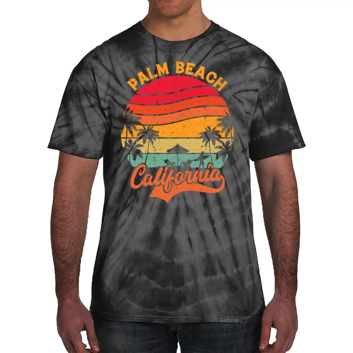 California Island Palm Beach Surfboard Surf Retro Vintage Tie-Dye T-Shirt