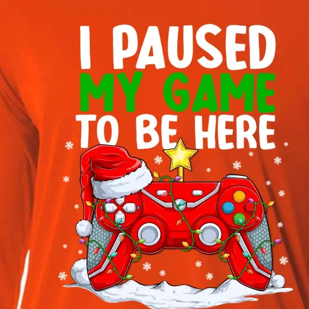 Christmas I Paused My Game To Be Here Funny Sarcastic Cooling Performance Long Sleeve Crew