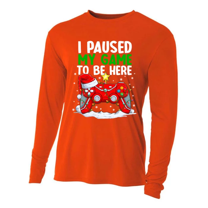 Christmas I Paused My Game To Be Here Funny Sarcastic Cooling Performance Long Sleeve Crew