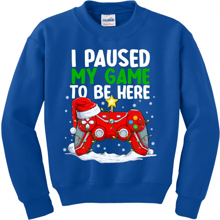 Christmas I Paused My Game To Be Here Funny Sarcastic Kids Sweatshirt