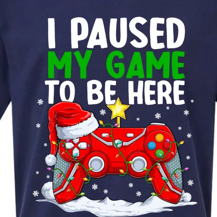 Christmas I Paused My Game To Be Here Funny Sarcastic Sueded Cloud Jersey T-Shirt